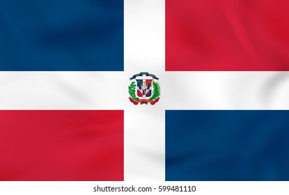 Dominican Republic waving flag. Dominican Republic national flag background texture. Vector illustration.