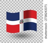 Dominican Republic wavy flag isolated transparent background
