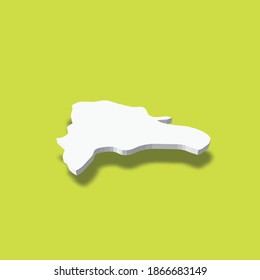 Dominican Republic - white 3D silhouette map of country area with dropped shadow on green background. Simple flat vector illustration.