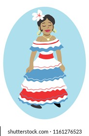 Dominican Republic Woman Traditional Dress
