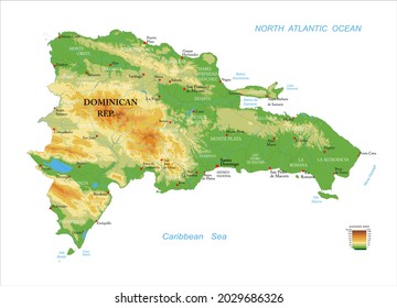 Dominican Republic-highly detailed physical map