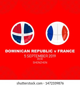 Dominican vs France, World Basketball match 2019, Chinese pattern with modern and traditional elements, Vector illustration.