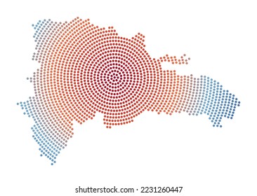 Dominicana dotted map. Digital style shape of Dominicana. Tech icon of the country with gradiented dots. Authentic vector illustration.