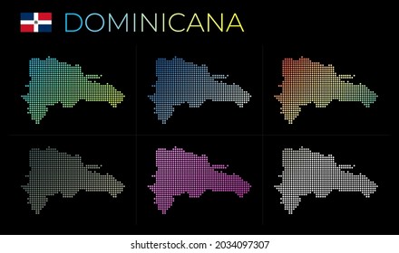 Dominicana dotted map set. Map of Dominicana in dotted style. Borders of the country filled with beautiful smooth gradient circles. Vibrant vector illustration.