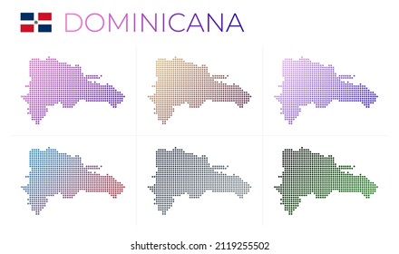 Dominicana dotted map set. Map of Dominicana in dotted style. Borders of the country filled with beautiful smooth gradient circles. Trendy vector illustration.