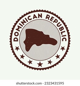 Emblema de Dominicana. Sello de campo con forma de Dominicana, aislamientos y texto redondo. Increíble insignia. Increíble ilustración vectorial.