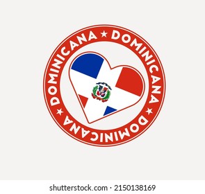 Dominicana heart flag badge. From Dominicana with love logo. Support the country flag stamp. Vector illustration.