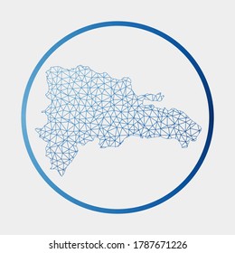 Dominicana icon. Network map of the country. Round Dominicana sign with gradient ring. Technology, internet, network, telecommunication concept. Vector illustration.