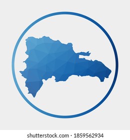 Dominicana icon. Polygonal map of the country in gradient ring. Round low poly Dominicana sign. Vector illustration.