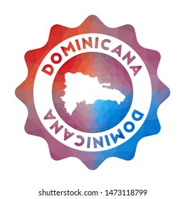 Dominicana low poly logo. Colorful gradient travel logo of the country in geometric style. Multicolored polygonal Dominicana rounded sign with map for your infographics.