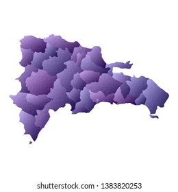 Dominicana map. Geometric style country outline. Good-looking violet vector illustration.