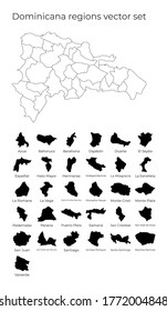 Dominicana map with shapes of regions. Blank vector map of the Country with regions. Borders of the country for your infographic. Vector illustration.