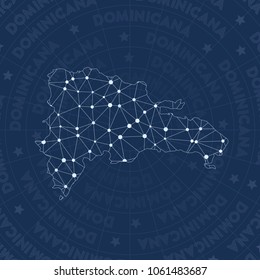 Dominicana network style country map. Exquisite space style, modern design for infographics or presentation.