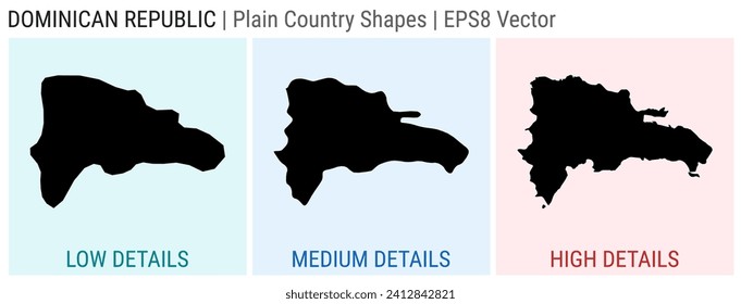 Dominicana - plain country shape. Low, medium and high detailed maps of Dominicana. EPS8 Vector illustration.