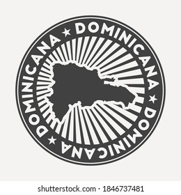 Dominicana round logo. Vintage travel badge with the circular name and map of country, vector illustration. Can be used as insignia, logotype, label, sticker or badge of the Dominicana.