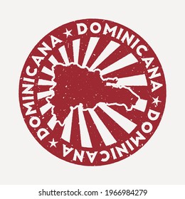 Dominicana stamp. Travel red rubber stamp with the map of country, vector illustration. Can be used as insignia, logotype, label, sticker or badge of the Dominicana.