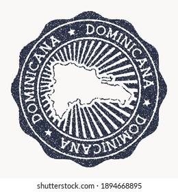 Dominicana stamp. Travel rubber stamp with the name and map of the country, vector illustration. Can be used as insignia, logotype, label, sticker or badge of the Dominicana.