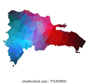 dominicanRepublic map. Blue and Red polygonal shape vector illustration on white background. Vector illustration eps 10.