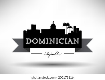 Dominician Republic Skyline with Typography Design