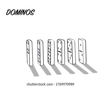 Domino in black and white colors. Retro stile Dominoes isolated.