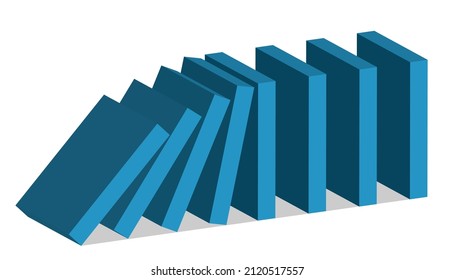 Domino.The blocks are pushing with blank background. Trends and problems concept. Vector illustration