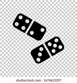 Domino, board game. Black symbol on transparent background