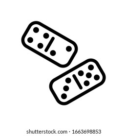 Domino, board game, outline design. Black icon on white background