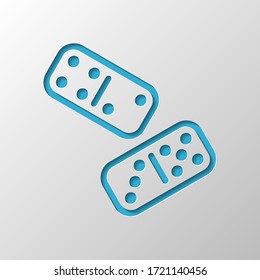 Domino, board game, outline design. Paper design. Cutted symbol with shadow