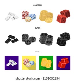 Domino bones, stack of chips, a pile of mont, playing blocks. Casino and gambling set collection icons in cartoon,black,flat style vector symbol stock illustration web.