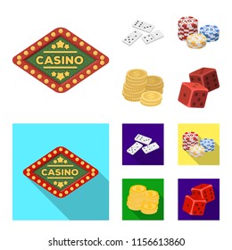 Domino bones, stack of chips, a pile of mont, playing blocks. Casino and gambling set collection icons in cartoon,flat style vector symbol stock illustration web.