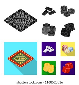 Domino bones, stack of chips, a pile of mont, playing blocks. Casino and gambling set collection icons in black,flat style vector symbol stock illustration web.