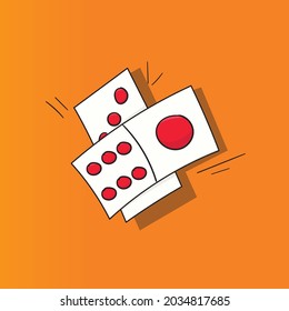 domino card on gradient orange background. vector illustration of game card