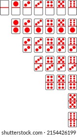 Domino card set red and white color vector