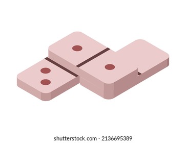 Domino card stack in isometric view. Simple flat illustration.