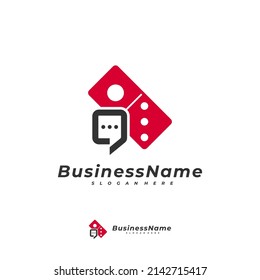 Plantilla vectorial del logotipo de Domino Chat, conceptos de diseño del logotipo de Creative Domino
