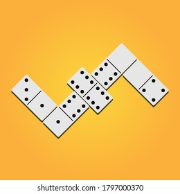 Domino classic game chain on the orange background in flat style 