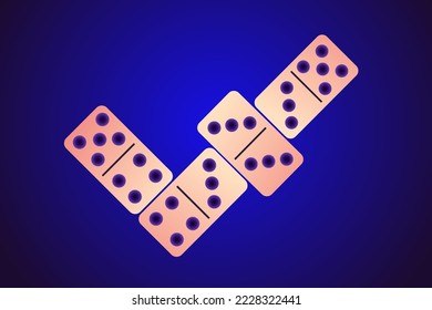 Composición de Domino. Juego de mesa. Blanco y negro. Signos de un círculo. Números de piedra de estrategia. Tarjeta de degradado. Combinación táctica. Hueso rectangular. Juego de apuestas. Iconos recientes de gráficos vectoriales