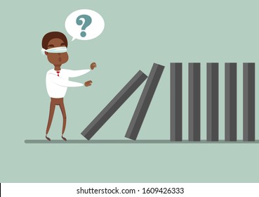 domino effect - Business concept . Vector flat design illustration.
