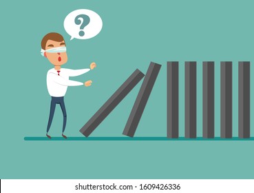 domino effect - Business concept . Vector flat design illustration.
