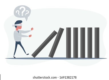 Domino effect - Business concept. Vector flat design illustration.