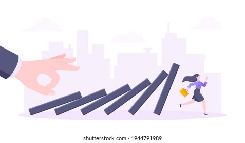 Domino effect or business cowardice metaphor vector illustration concept.