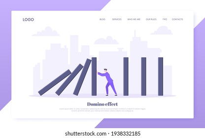 Domino effect business resilience metaphor vector illustration concept.
