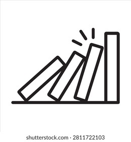Domino effect chain collision outline icon vector