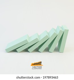 Domino effect concept. Business 3D concept illustration. Vector illustration.