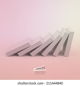 Concepto de efecto dominó. Ilustración de concepto 3D empresarial. Ilustración vectorial.