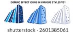 Domino Effect icon represented by dominoes fall Blue, Flat, Dualtone style.