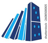 Domino Effect icon represented by dominoes fall Dualtone style.