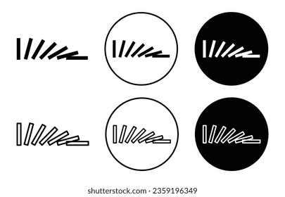 Domino effect icon set in black filled and outlined style.