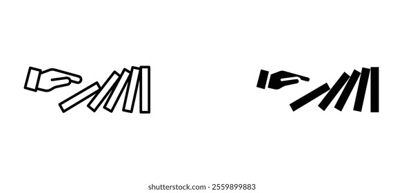 Domino effect Icon set in black color for ui designs