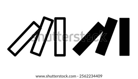 Domino effect Icons pack in outlined and flat versions